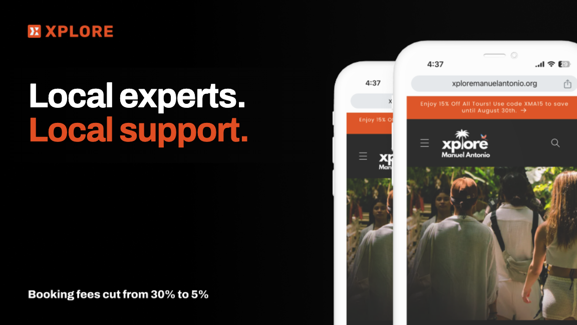 Tour booking platform cover — “Local experts. Bigger margins.” over the mobile booking site